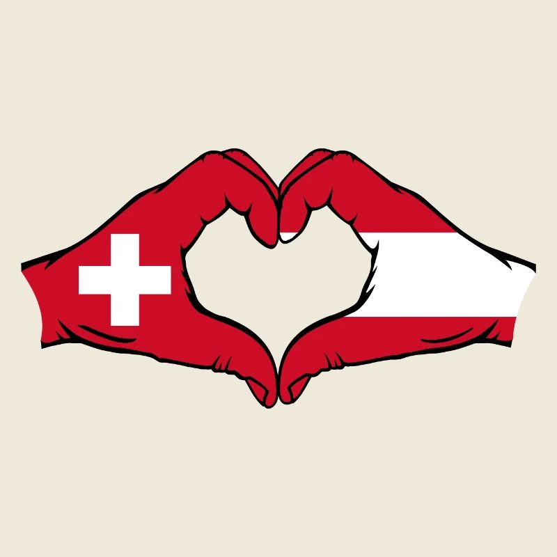 Switzerland Austria Flag Hands Heart Shape