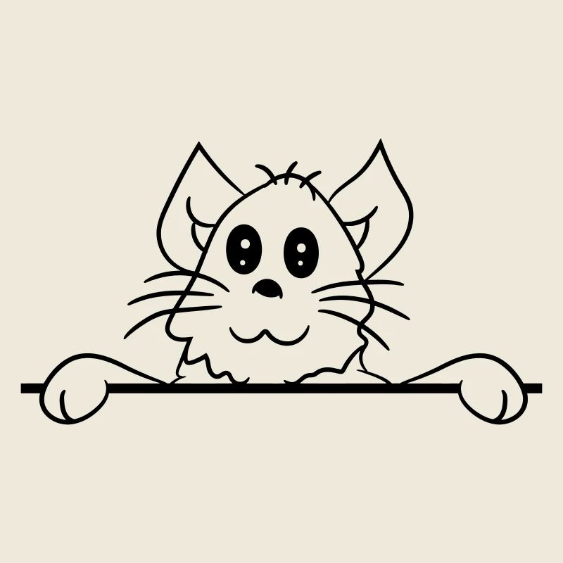 Jolie petite chatte jetant un coup d’œil caché derrière le mur