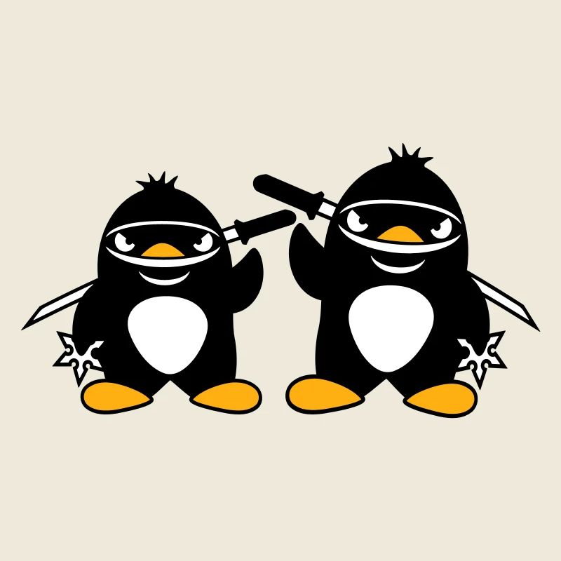 2 Pinguine Ninja Samurai Japanisch Katana Team Duo