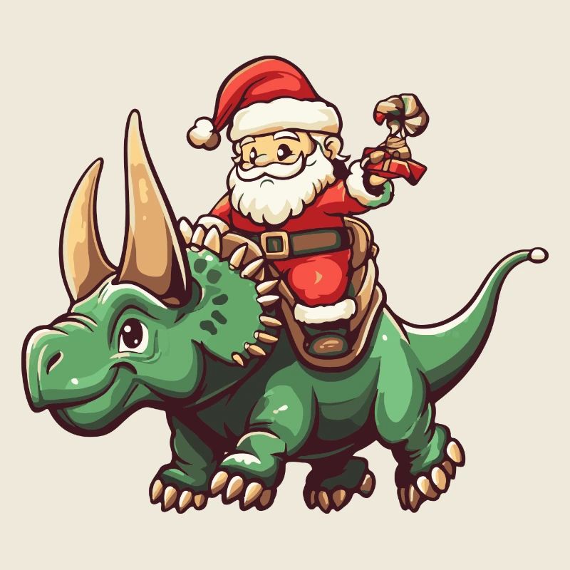 Dinosaurier triceratops Weihnachtsmann Cartoon
