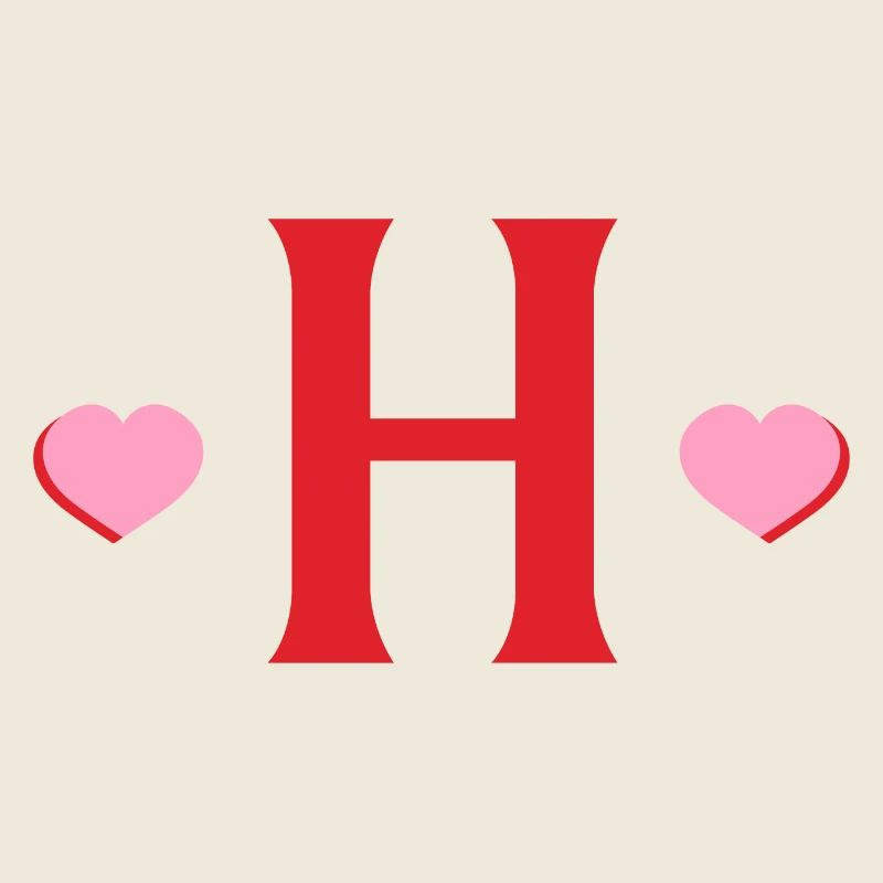 Letter h red hearts