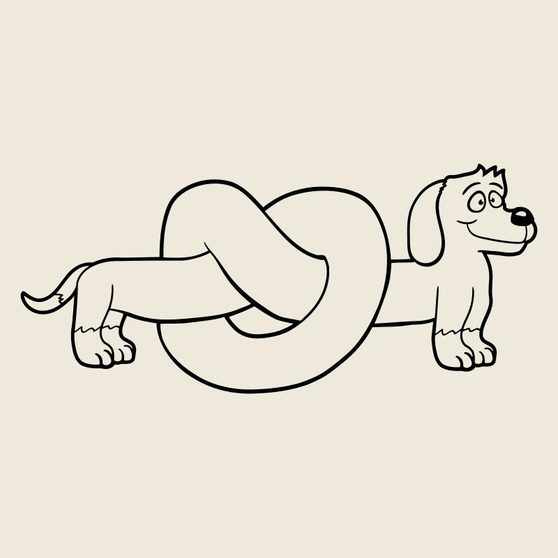 Hund Dackel Brezel Form Knoten Langer Körper Comic