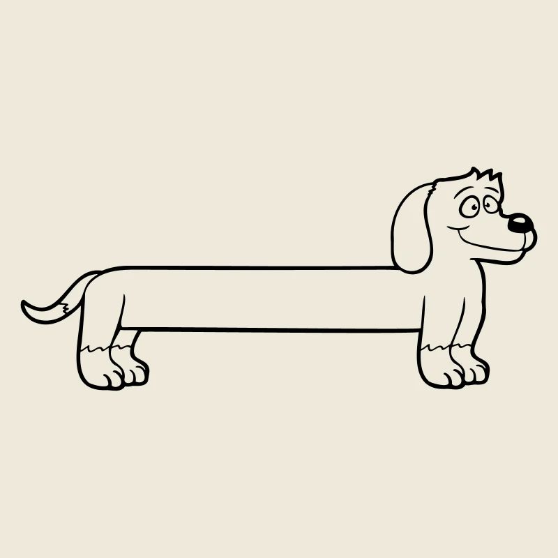 Dog Long Dachshund Funny Long Drawn Cool Cartoon