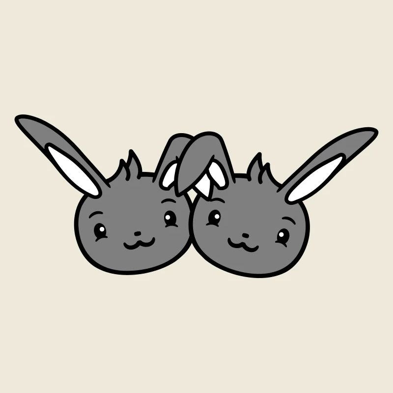 2 Lapins Amis Équipe Équipage Couple Deux Chanceux