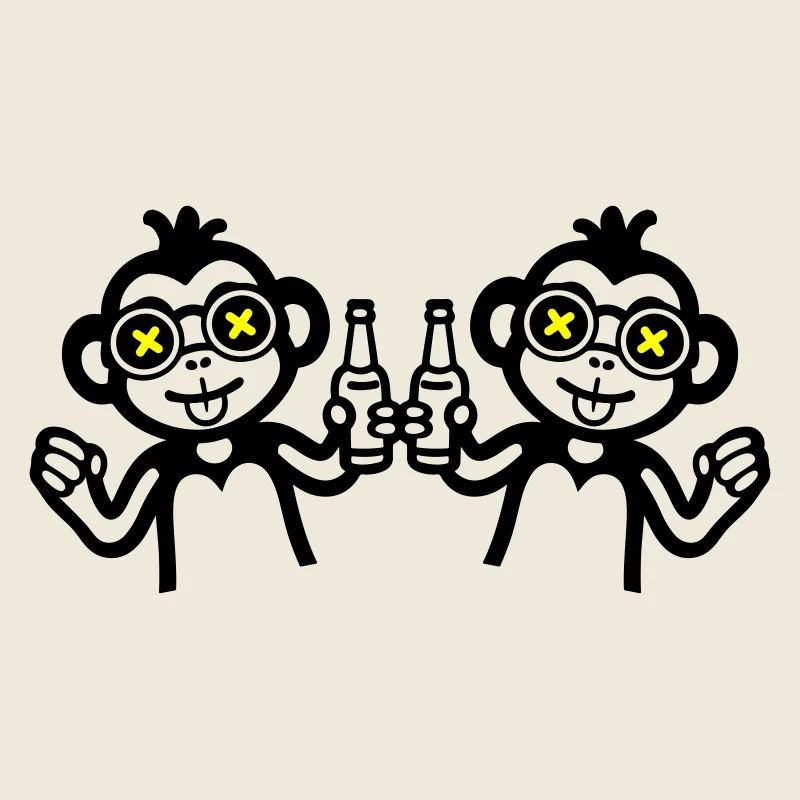 Monkeys buvant de la bière d’équipe