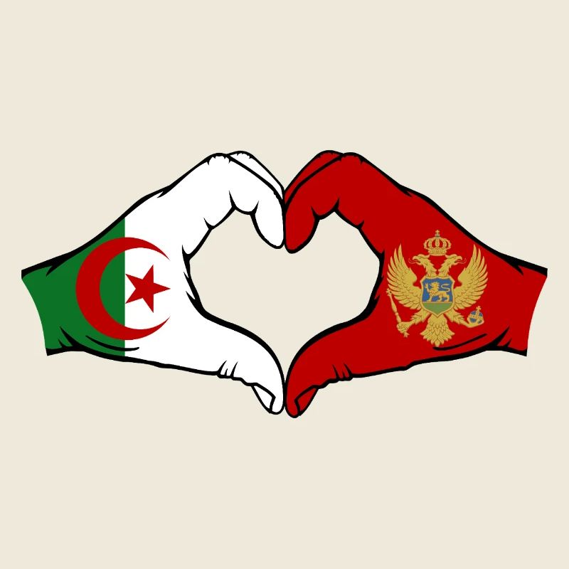 Algeria Montenegro Flag Hands Heart Shape