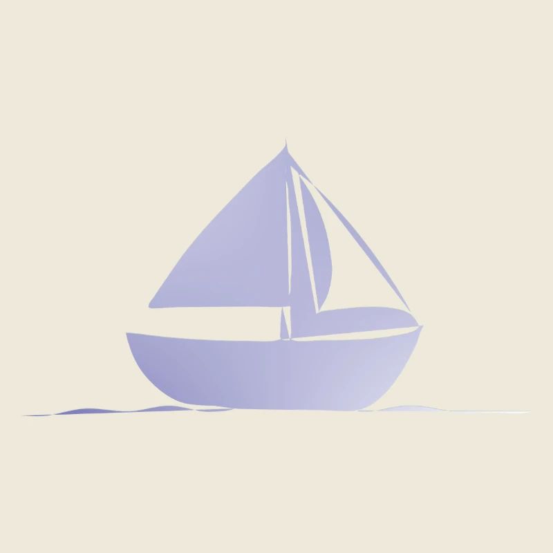 Minimalistisches Segelboot in Hellblau
