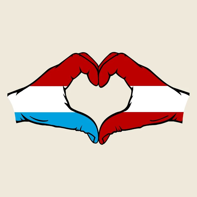 Luxembourg Autriche Drapeau Mains Coeur Forme