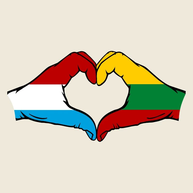 Luxembourg Lituanie Drapeau Mains Coeur Forme