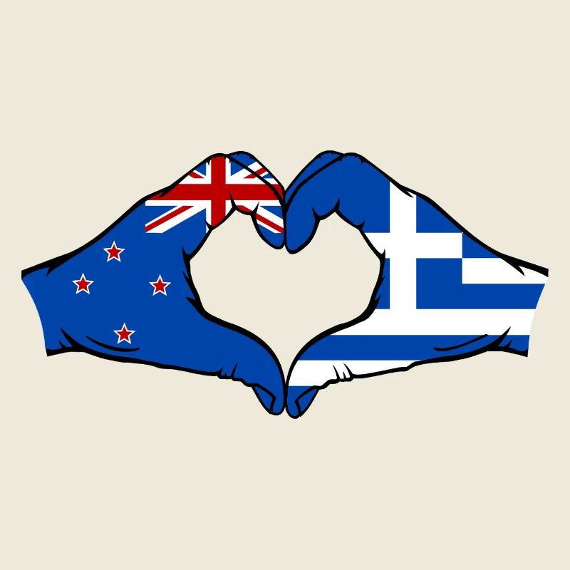 Nouvelle-Zélande Grèce Drapeau Mains Coeur Forme