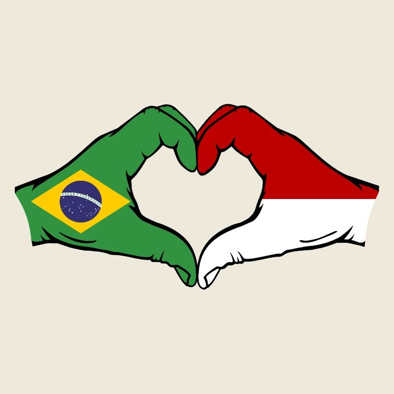 Brésil Monaco Drapeau Main Coeur Forme