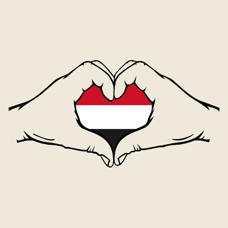 Yemen Flag Heart Shape