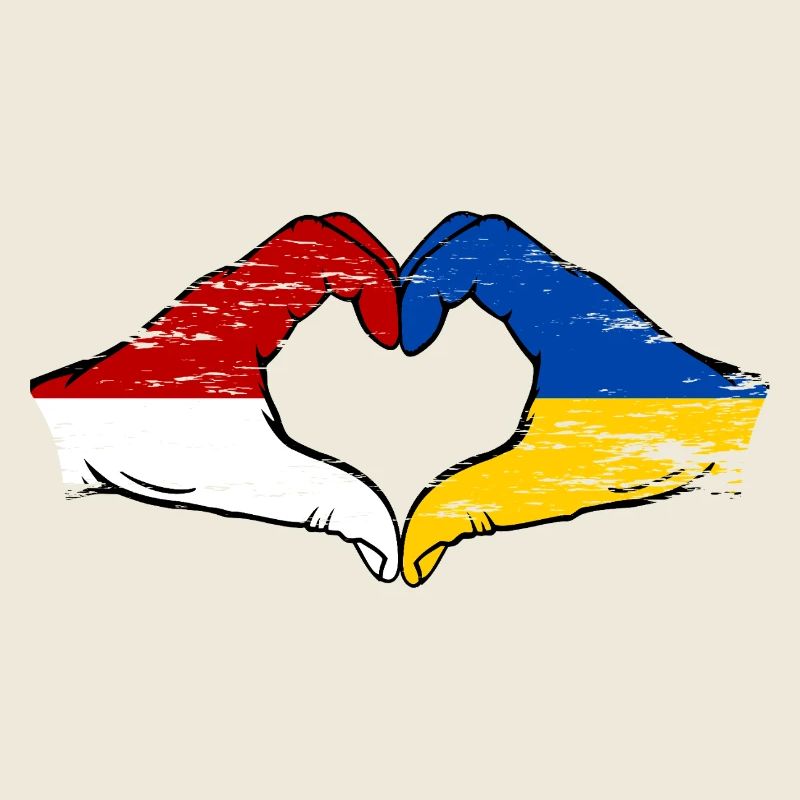 Monaco Ukraine Drapeau Forme Main Forme Coeur Utilisé