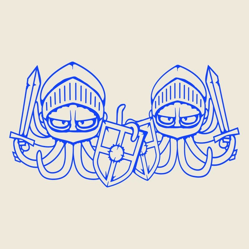 2 Octopus Knight Team Épée bouclier médiéval