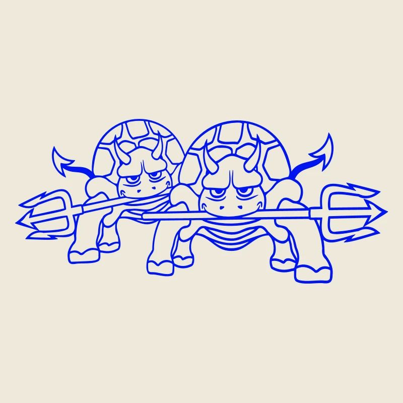 2 Turtle Devil Hell Team Evil Demon Friends