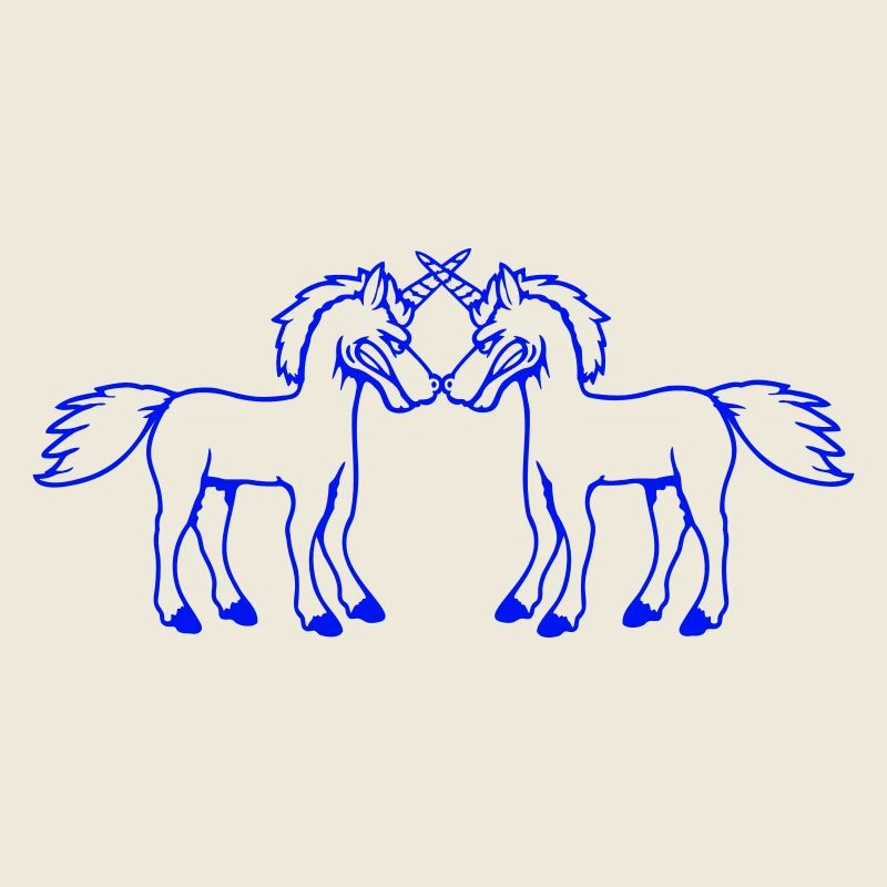 2 Einhörner Kampf Böse Wütend Angriff Duell Team