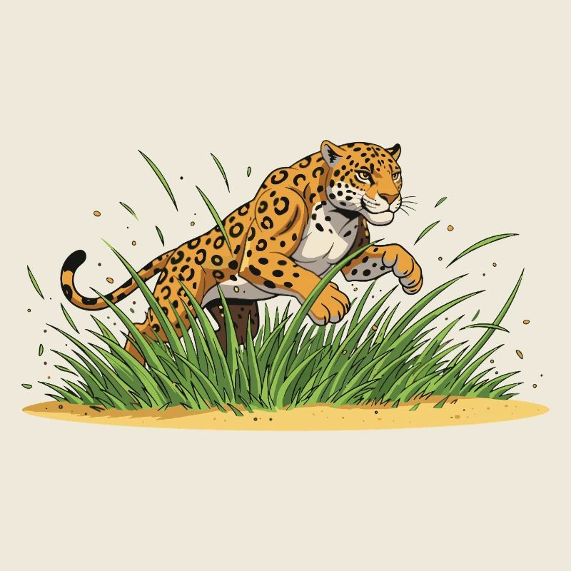 Leopard in the Grass – Cartoon Ferocity