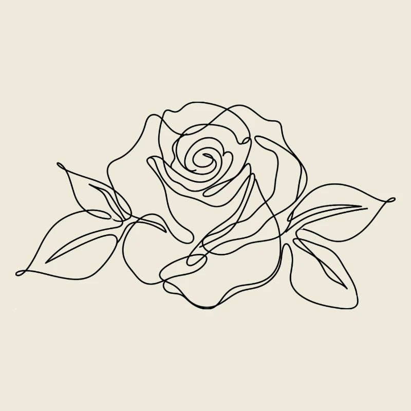 Continuous Line Rose Sketch