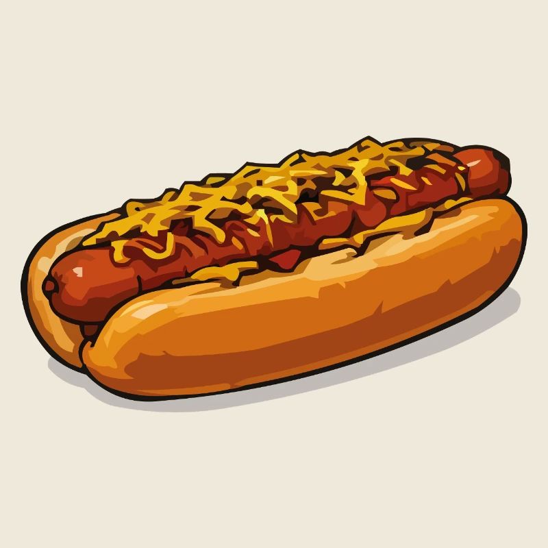 Cheese Covered Hot Dog Illustration