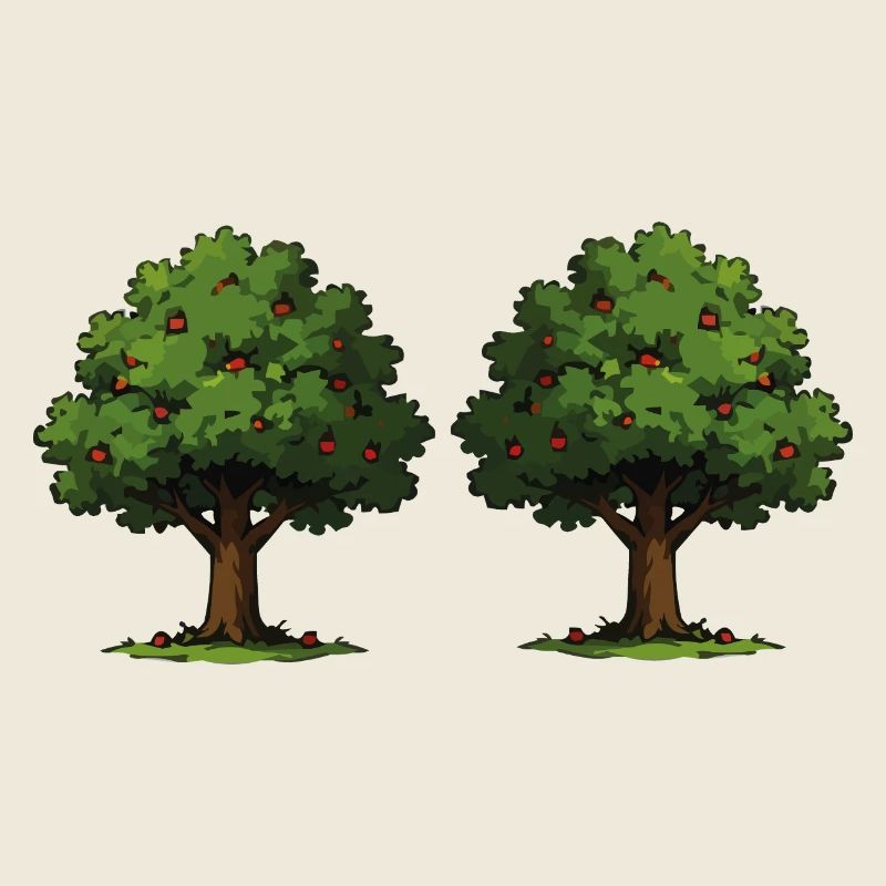 Arbre double avec pommes rouges