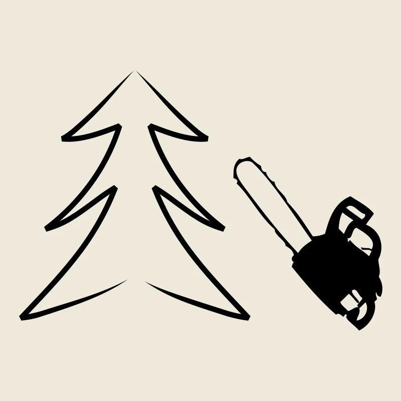 motor saw with tree icon