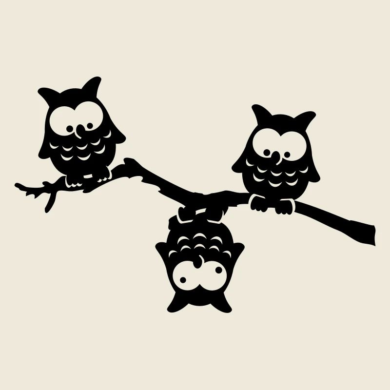 Owls funny branch upside down crazy eagle-owl