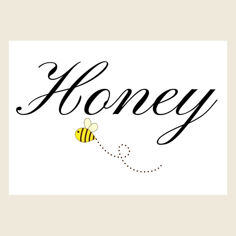 Honey Bee in Elegant Typography and flying Bee