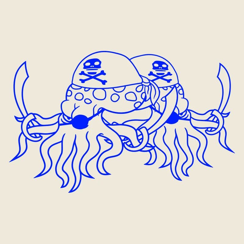 2 Evil Octopus Pirate Cephalopod Octopus Squid