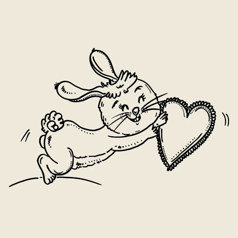 Petit lapin mignon avec cœur