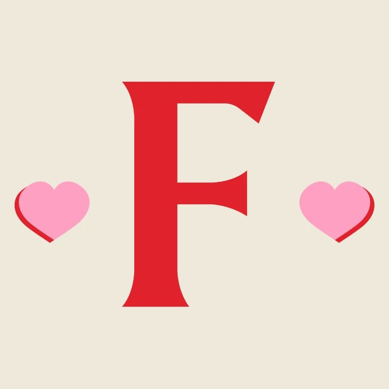 Letter f red hearts