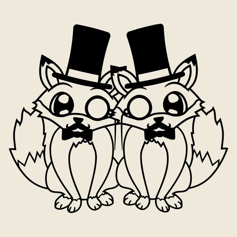 2 Foxes Friends Top Hat Men's Monocle Glasses