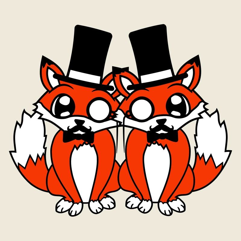2 Foxes Friends Top Hat Men's Monocle Glasses