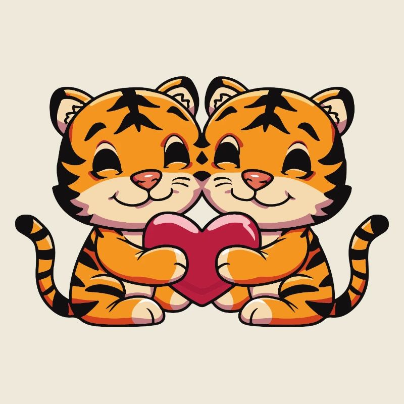 Couple Tigre Saint-Valentin
