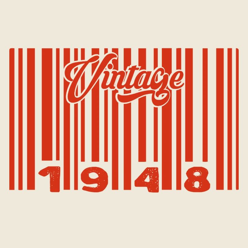 Vintage 1948 Born In 1948 77 Year Old Bar Code Anniversai