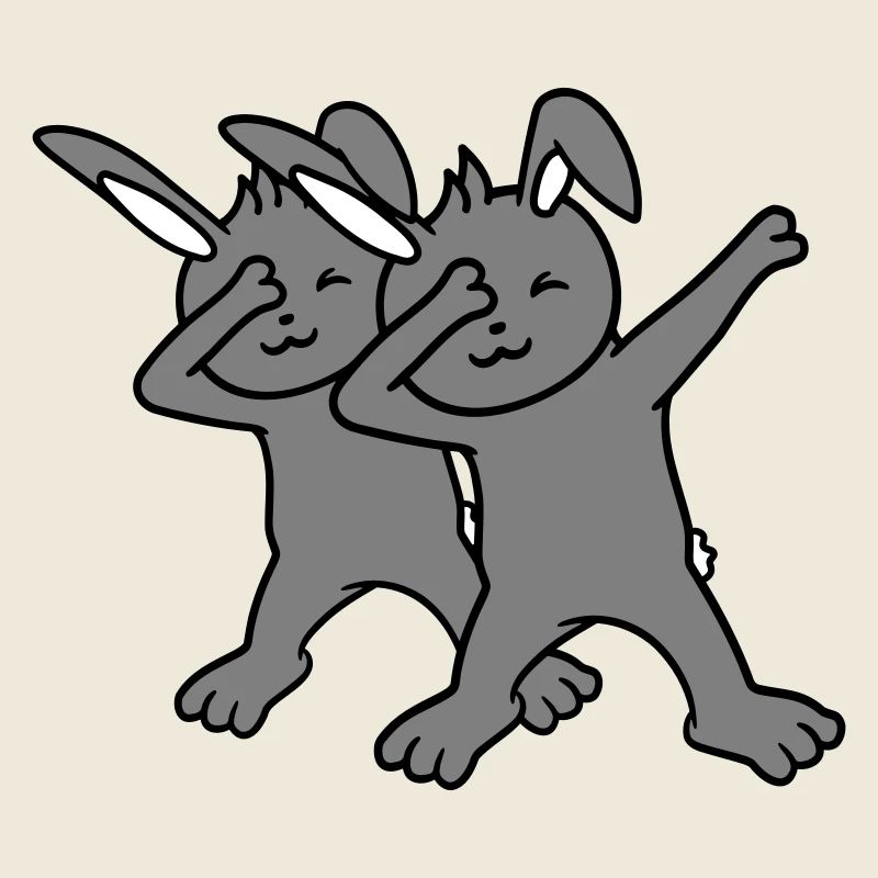 2 Bunnies Dabbing Dab Dance Pose Dancing Friends Team