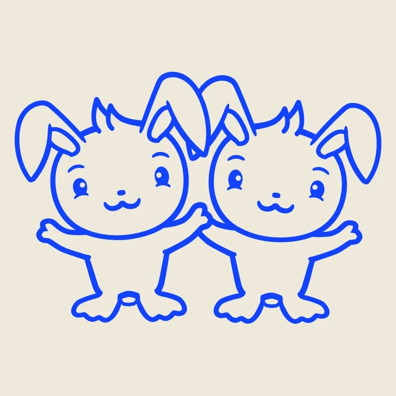 2 Lapins Amis Équipe Équipage Couple Deux Chanceux