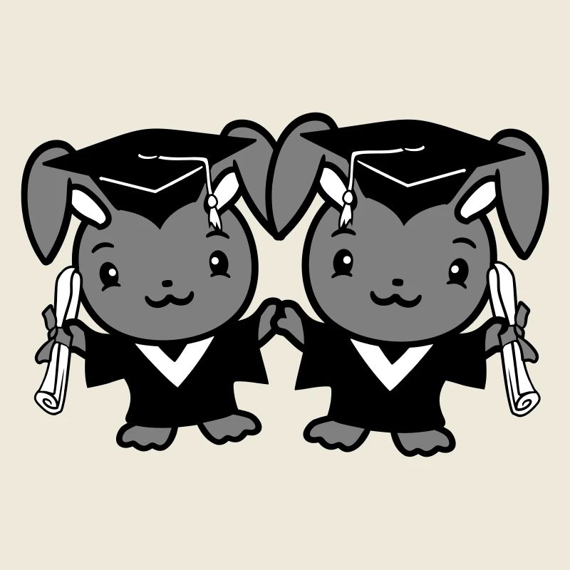 2 Hasen College Schul Abschluss Zwei Freunde Team