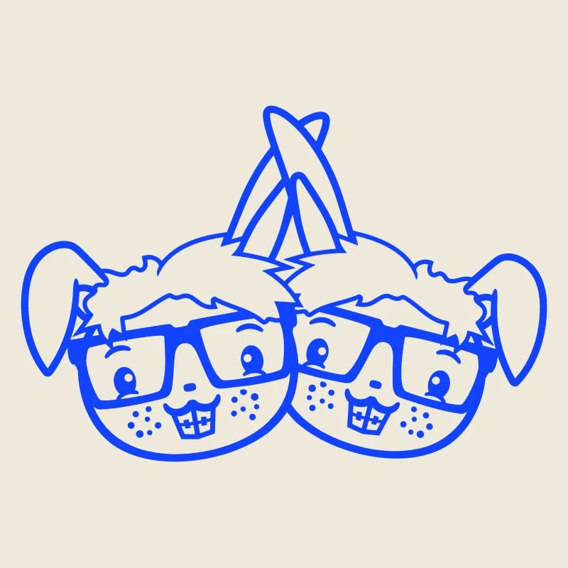 2 Hasen Nerds Geek Hornbrille Team Freunde Crew
