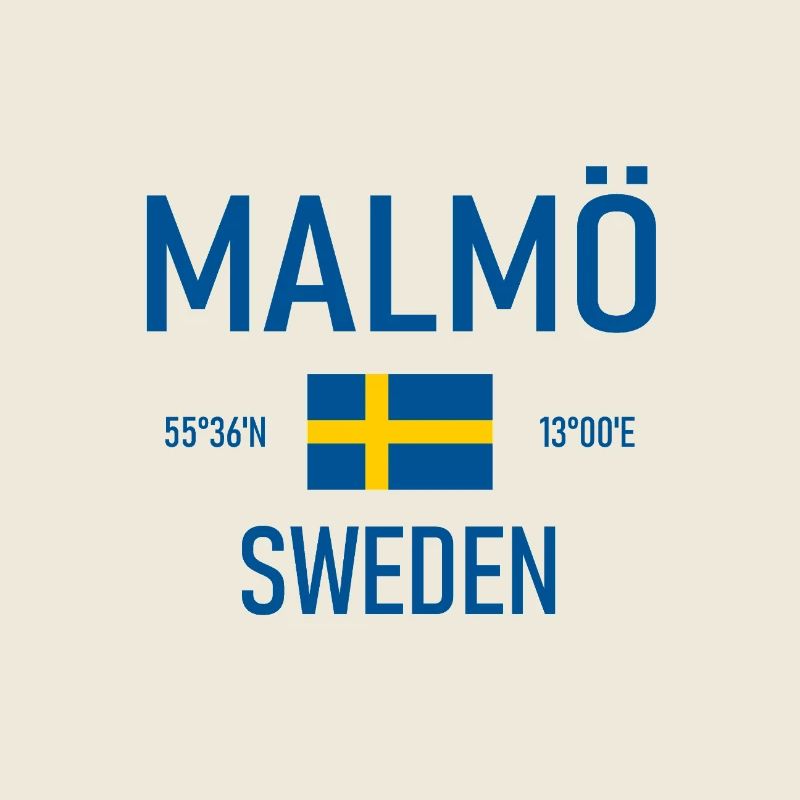 Malmö - Sweden - Sverige - Flag - Coordinates