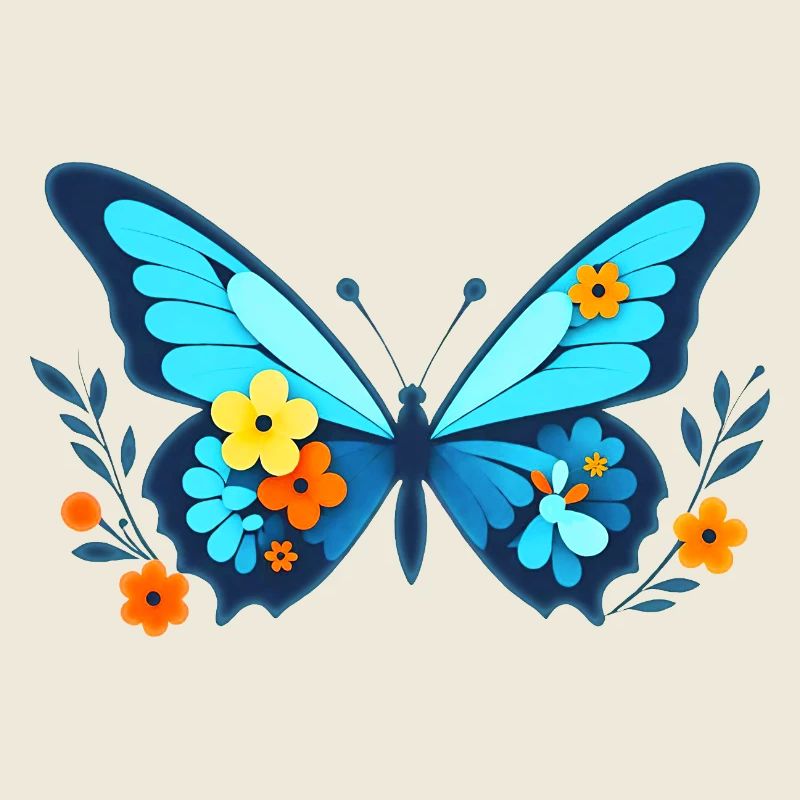 Papillon avec des fleurs