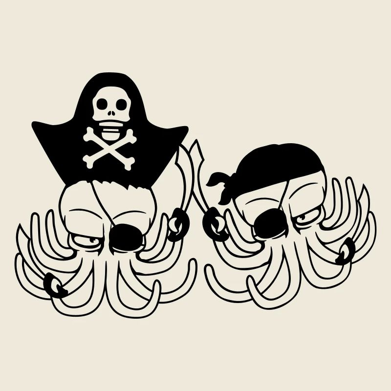 Two Octopus Pirate Sailing Crew Captain 2 Buccaneers