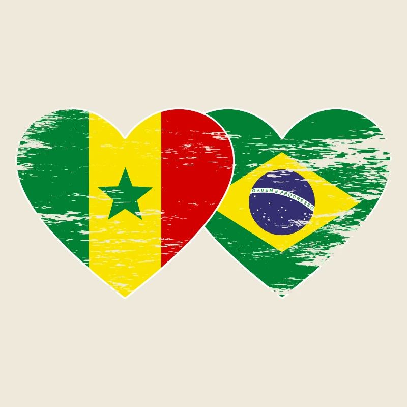 Sénégal Brésil Drapeau Mains Coeur Forme Utilisé