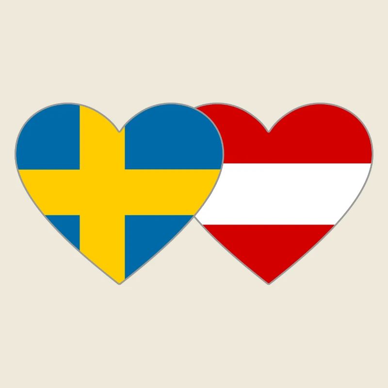 Sweden Austria Flag Heart