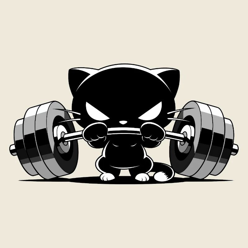 Bodybuilder Cat | Cute Gym Power Motif