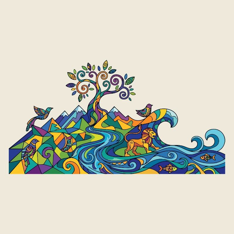 Jeu imaginatif de couleurs : thème panorama naturel