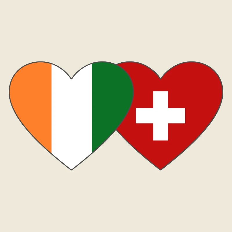 Côte d'Ivoire Switzerland Flag Heart