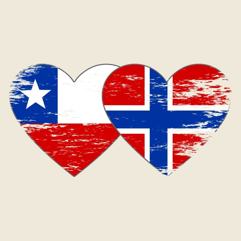 Chile Norway Flag Heart Used