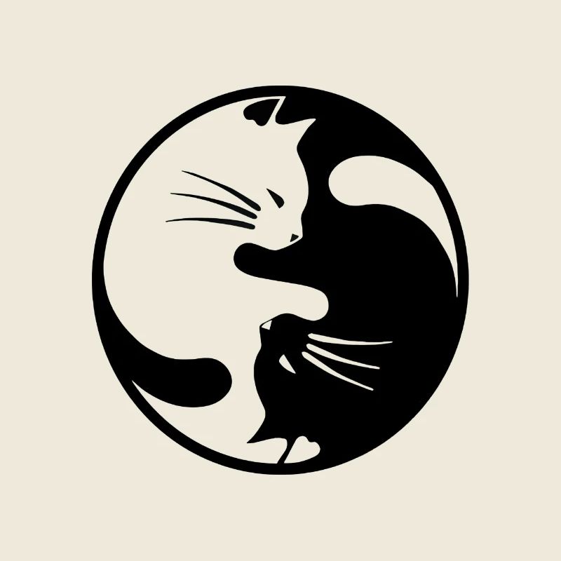 2 chats noir et blanc enlaçés