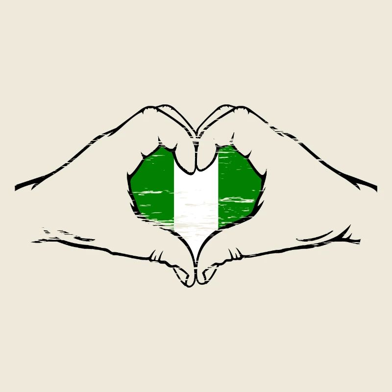 Nigeria Flag Heart Shape Used