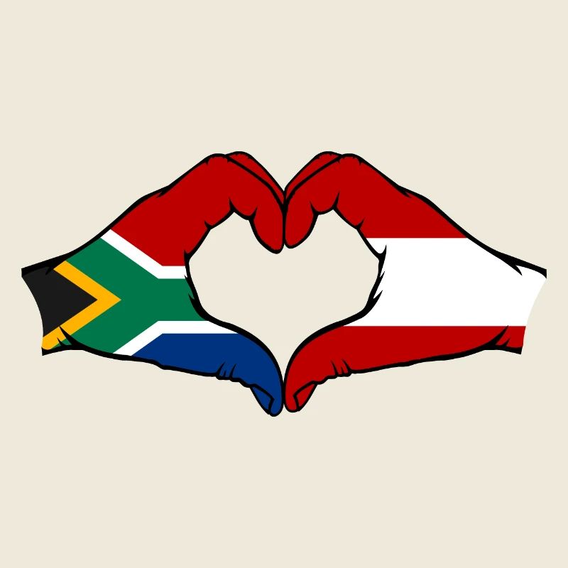 Afrique du Sud Autriche Drapeau Mains Coeur Forme